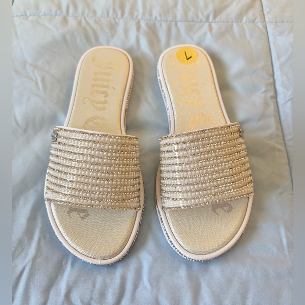 Juicy Couture Pearls and Rhinestones Slides NWOT